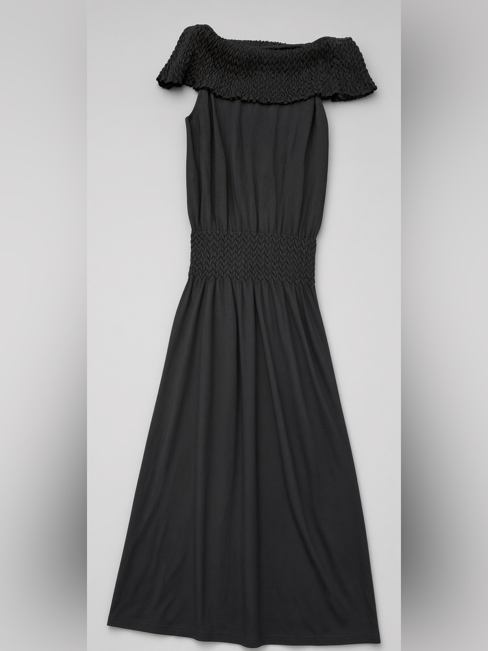 Title: Max Studio Black Off-Shoulder Smocked Maxi Dress Size M MX205514